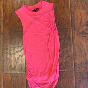Neon pink mock neck top